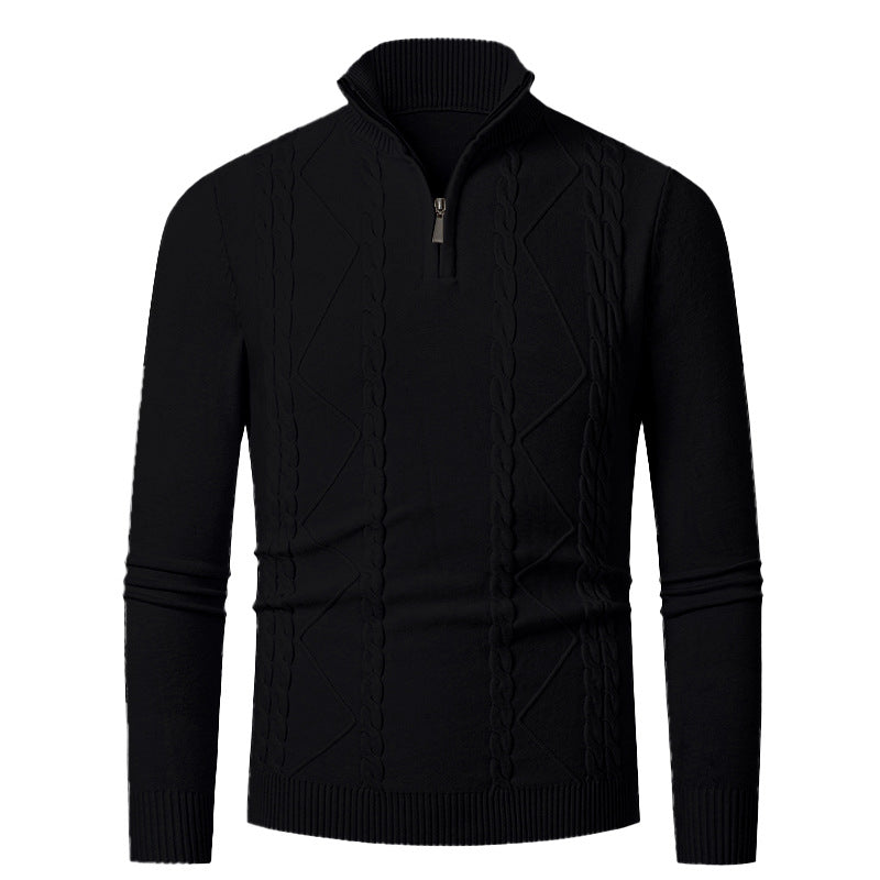 Men's knit sweater with half-zip and textured pattern Lisslune