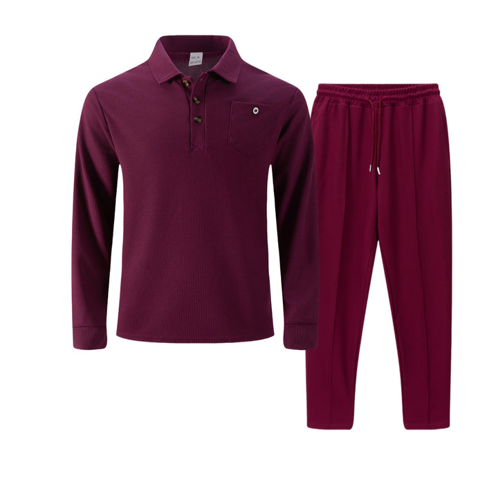 Men's leisure suit with modern structured design and practical button placket Lisslune