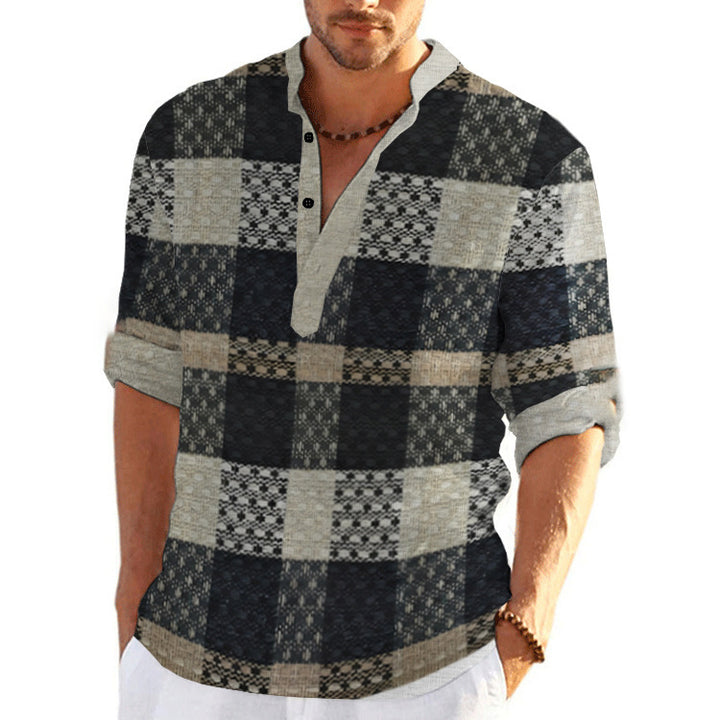 Men's Casual Short Sleeve Shirt in Modern Check Pattern Lisslune