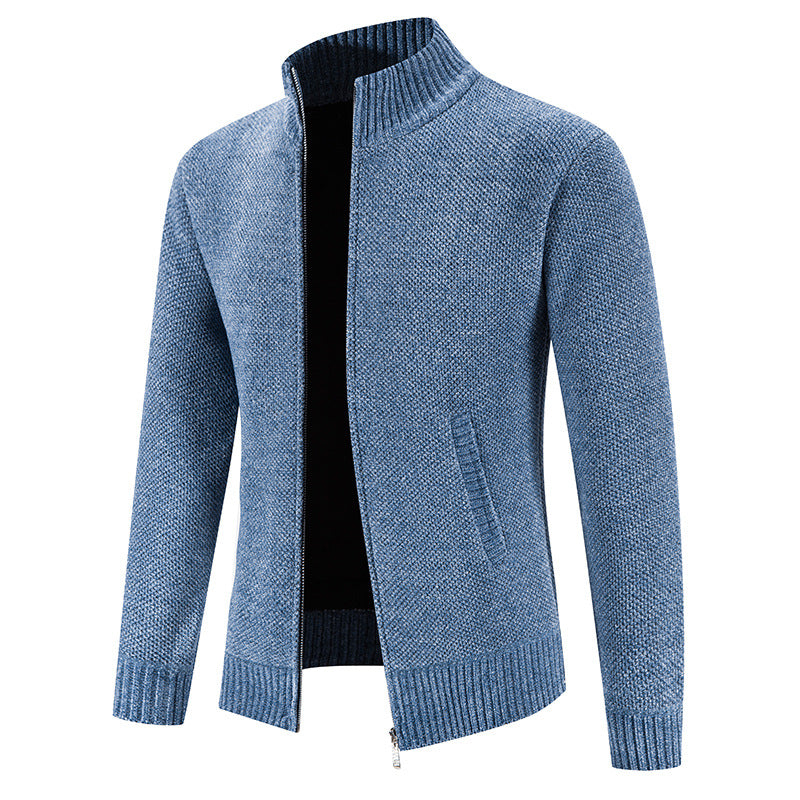 Men's fashionable cardigan with high collar and zipper Lisslune