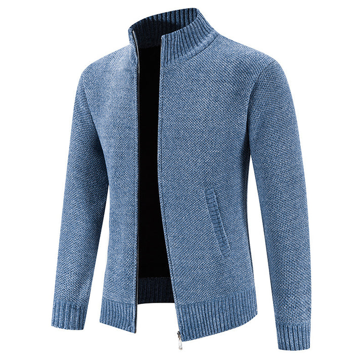 Men's fashionable cardigan with high collar and zipper Lisslune