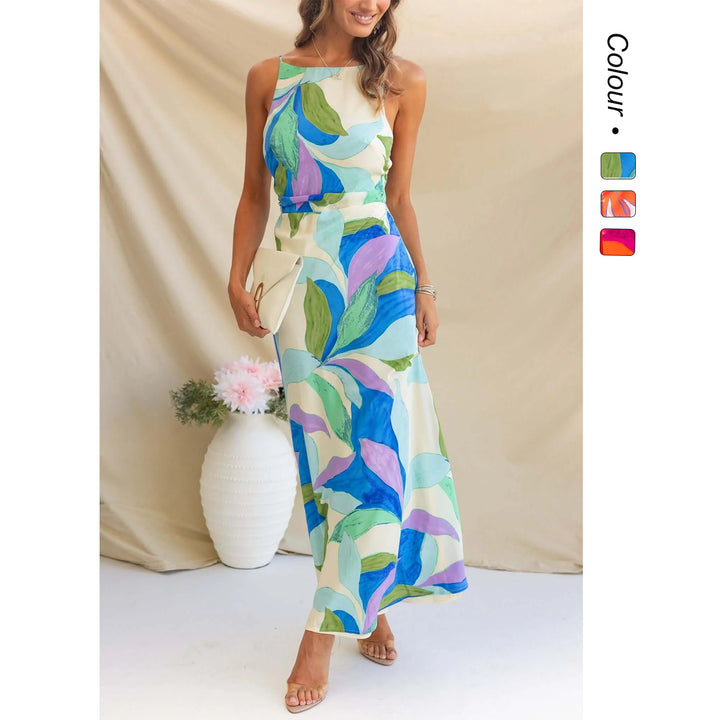 Ladies maxi dress with modern floral design and elegant cut Lune London
