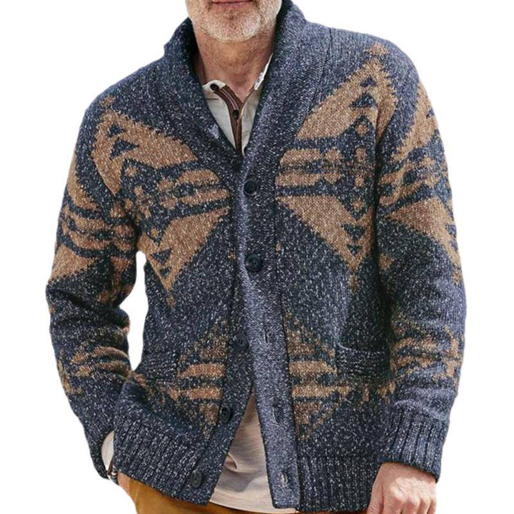 Men's cardigan with intricate pattern and practical pockets Lisslune
