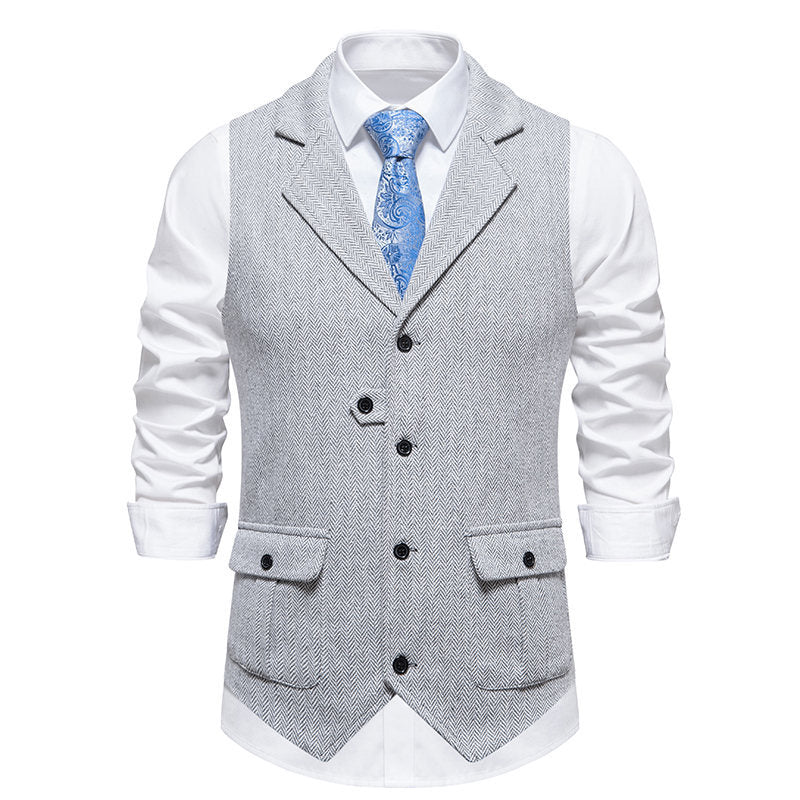 Men's suit vest in modern herringbone design with practical pockets Lisslune
