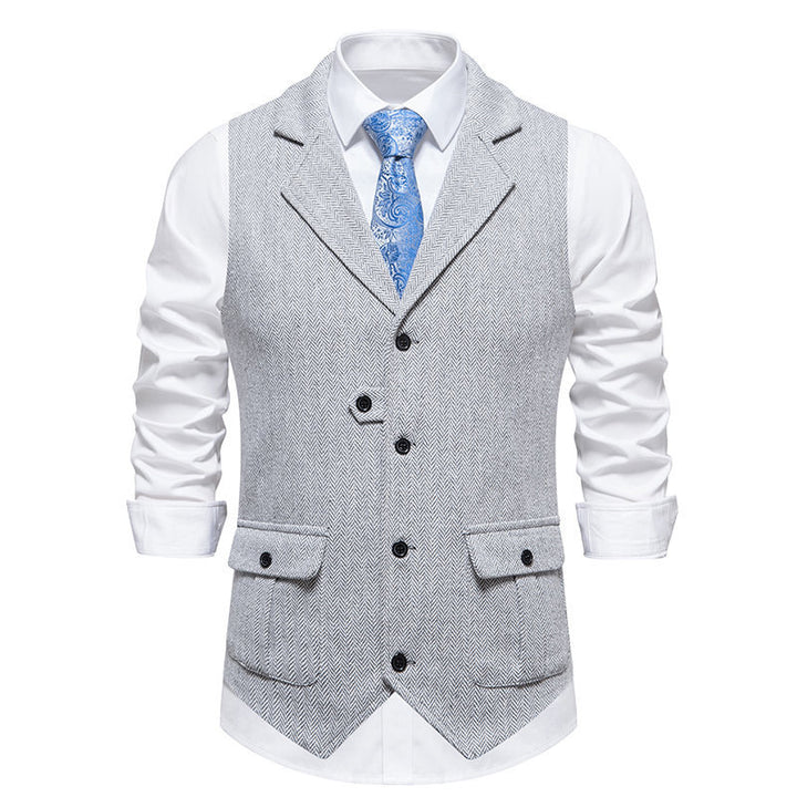 Men's suit vest in modern herringbone design with practical pockets Lisslune
