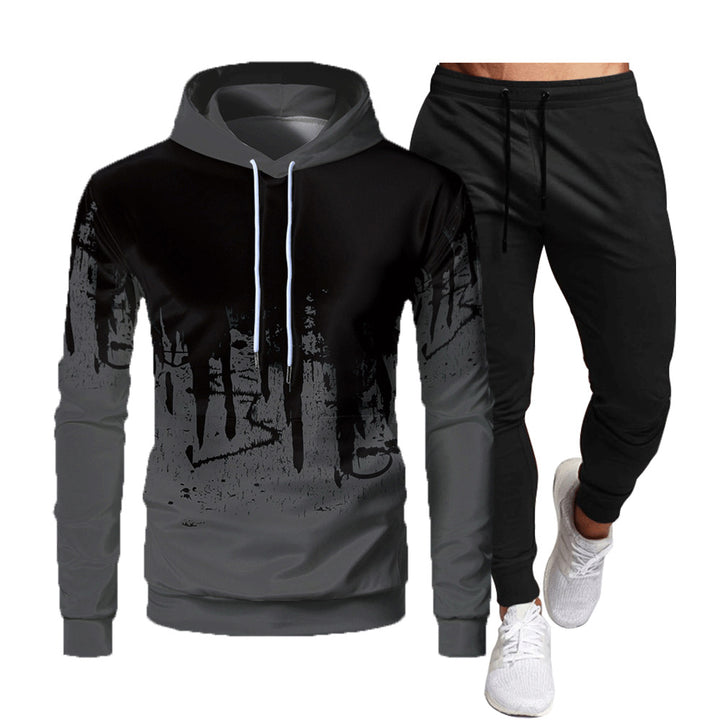 Men's Sporty Hooded Sweatshirt with Stylish Graphic Design and Comfortable Jogger Pants Lisslune