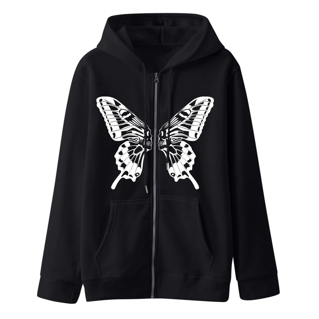 Women's hoodie sweatshirt jacket with unique butterfly print Lisslune