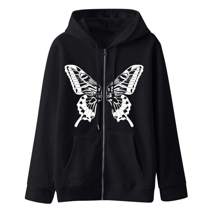 Women's hoodie sweatshirt jacket with unique butterfly print Lisslune