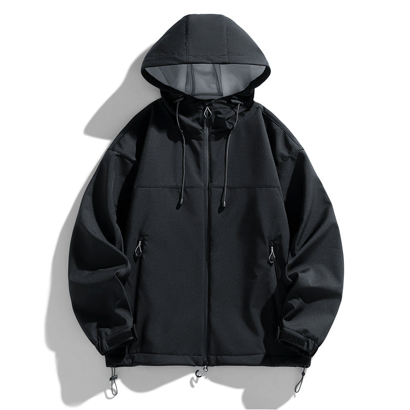 Men's Technical Transitional Jacket with Adjustable Hood Collar and Practical Zip Pockets Lisslune