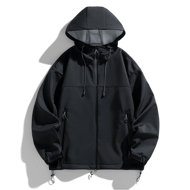 Men's Technical Transitional Jacket with Adjustable Hood Collar and Practical Zip Pockets Lisslune