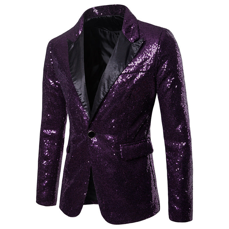 Men's Glamorous Sequin Blazer with Modern Cut and Elegant Accents Lisslune