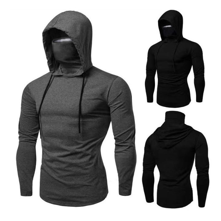 Men's hooded shirt with integrated face protection and fashionable design Lisslune