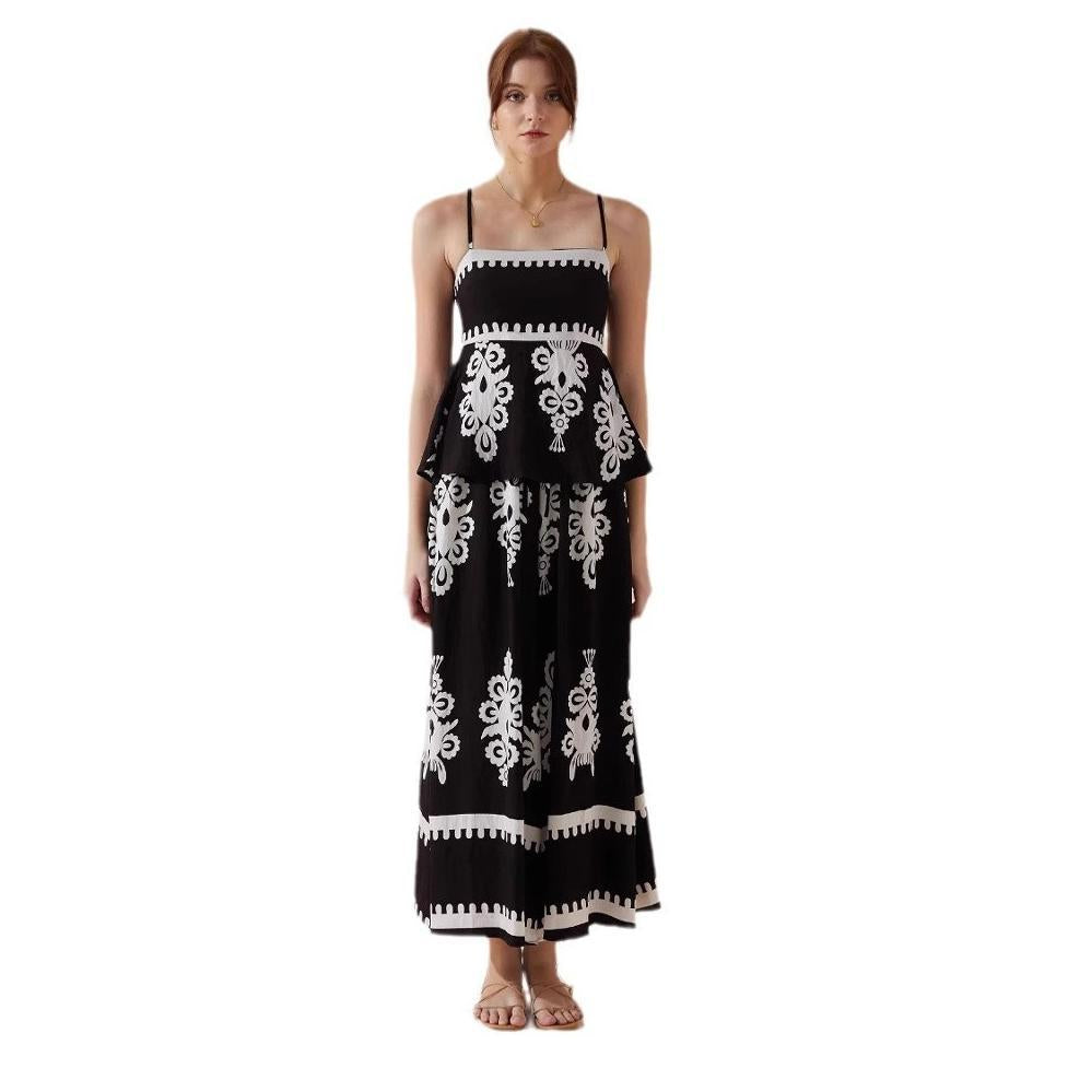 Ladies Peplum Top with delicate straps and artistic pattern Lune London