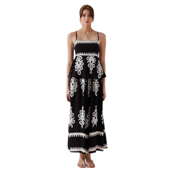 Ladies Peplum Top with delicate straps and artistic pattern Lune London