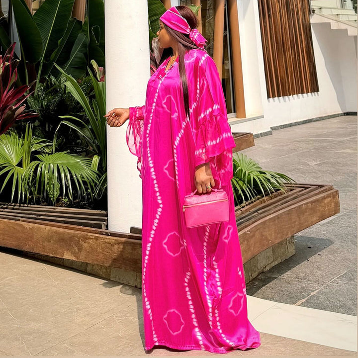 Women's kaftan with trendy batik pattern and wide sleeves Lisslune