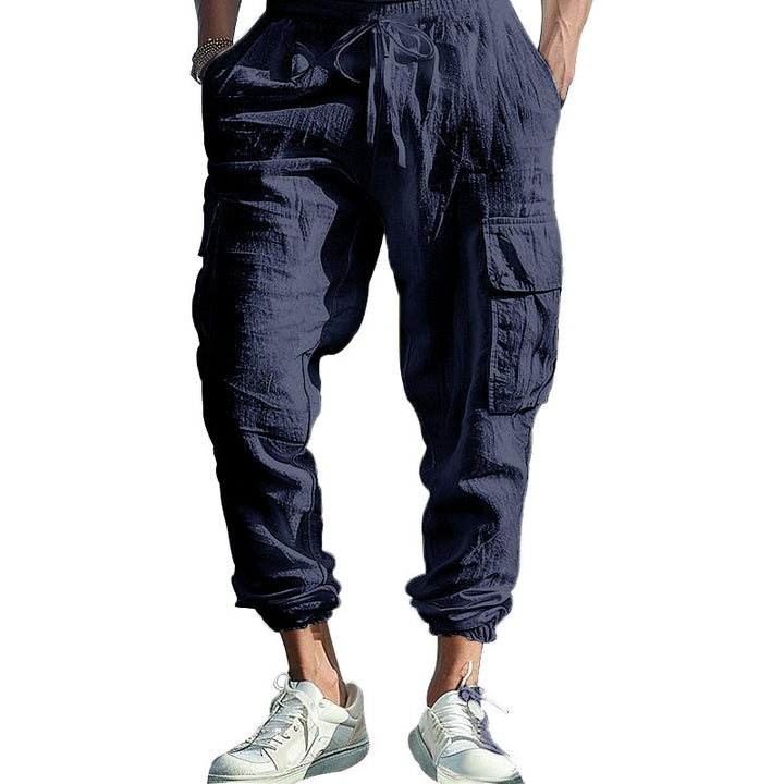 Men's cargo pants with elastic waistband and versatile pockets Lisslune