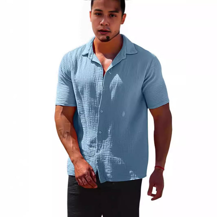 Men's short-sleeve shirt with textured fabric and modern fit Lisslune