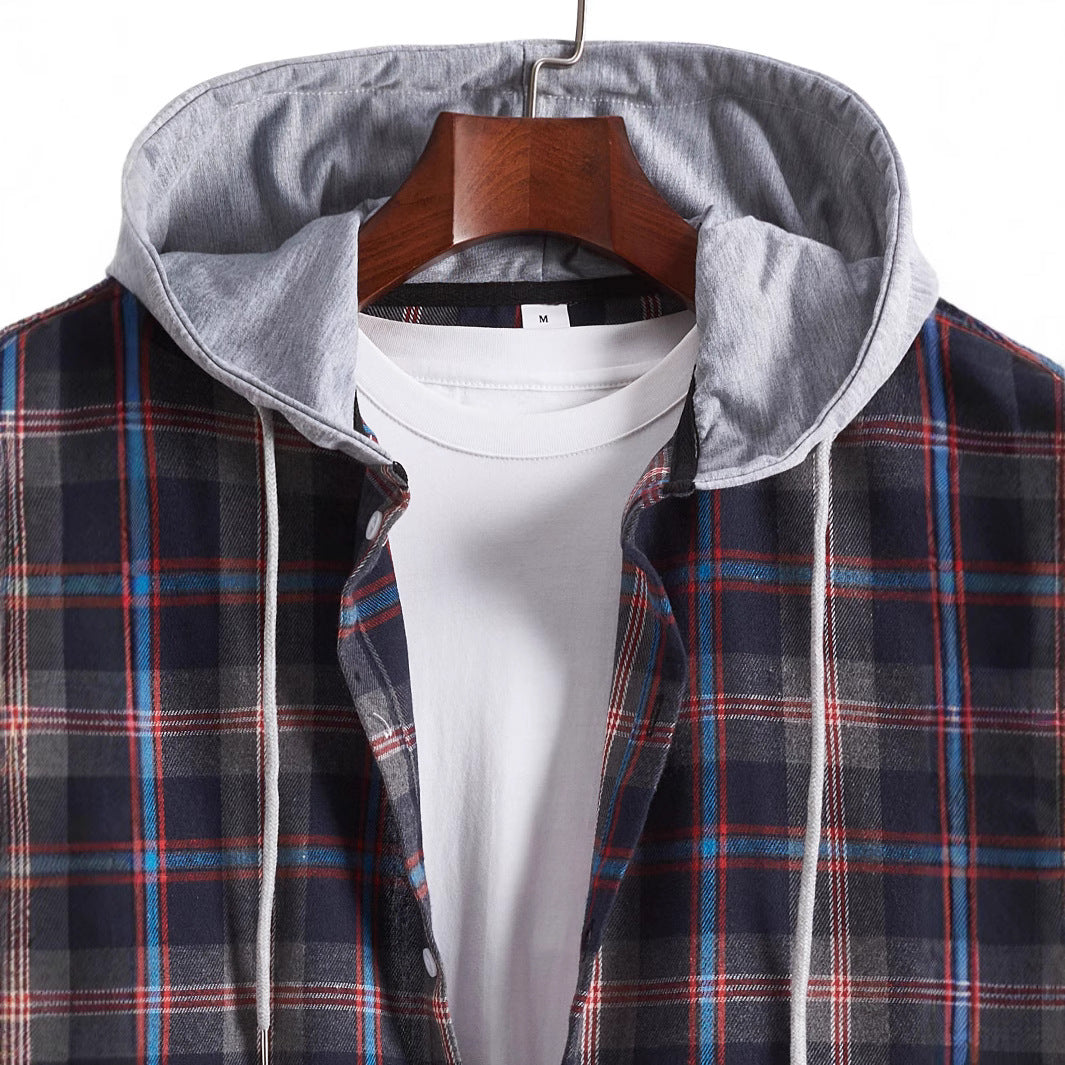 Men's flannel shirt with detachable hood Lisslune