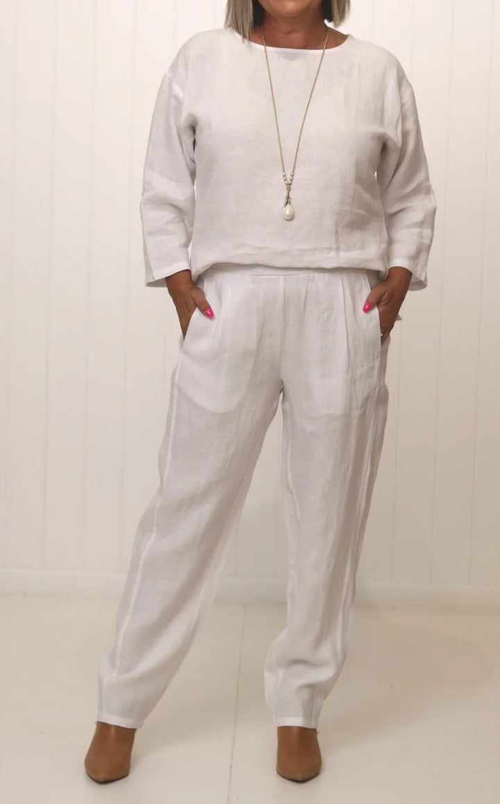 Women's Casual Linen Set with Loose-Fitting Top and Comfortable Pants Lisslune
