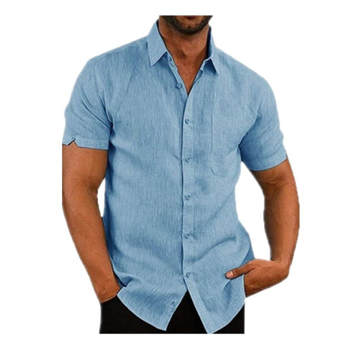 Men's short-sleeve shirt with textured fabric and fashionable cut Lisslune
