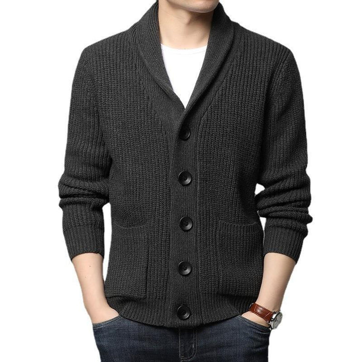 Men's cozy knit cardigan with stylish collar and functional pockets Lisslune