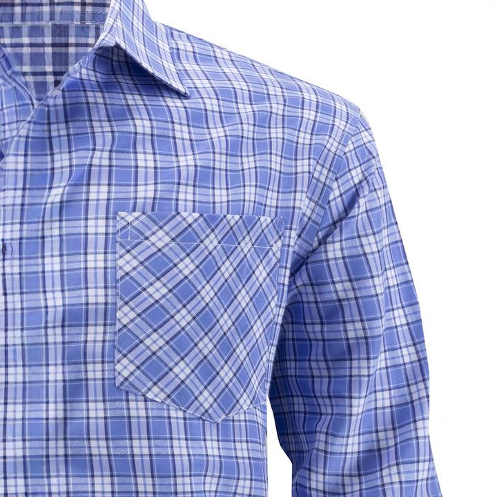 Men's checkered long sleeve shirt with fashionable cut Lisslune