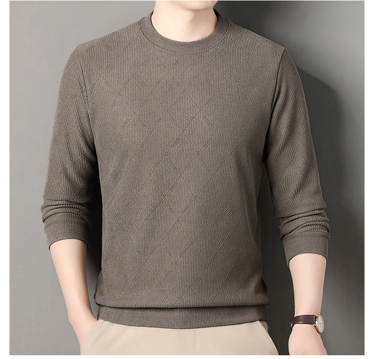 Men's stylish round neck sweater with modern diamond pattern Lisslune