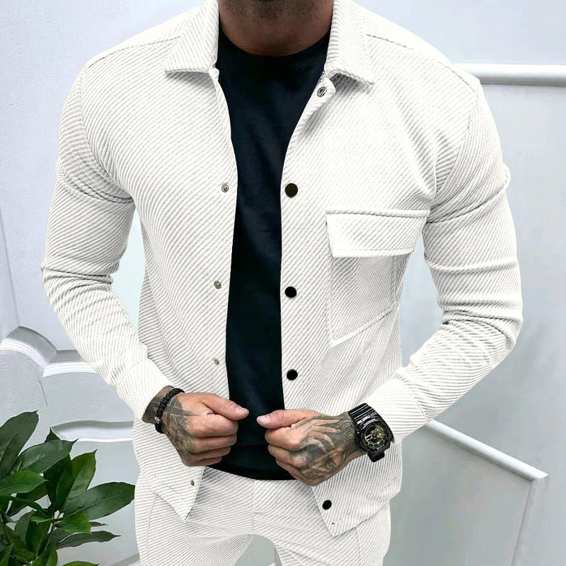 Men's casual jacket with striped design and practical pockets Lisslune