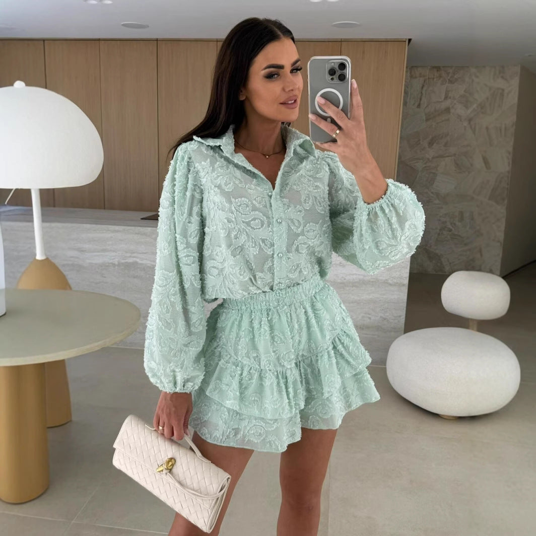 Women's blouse dress with floral lace and flared skirt Lune London