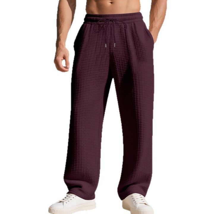 Men's leisure pants made of soft waffle material with adjustable drawstring and side pockets Lisslune