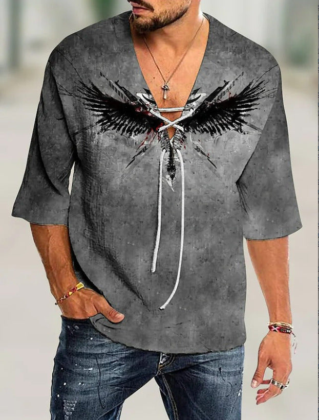 Men's graphic shirt with modern lacing design Lisslune
