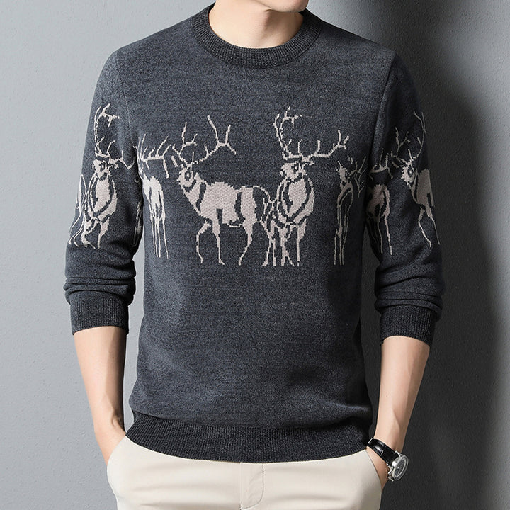Men's knitted sweater with detailed reindeer motif Lisslune