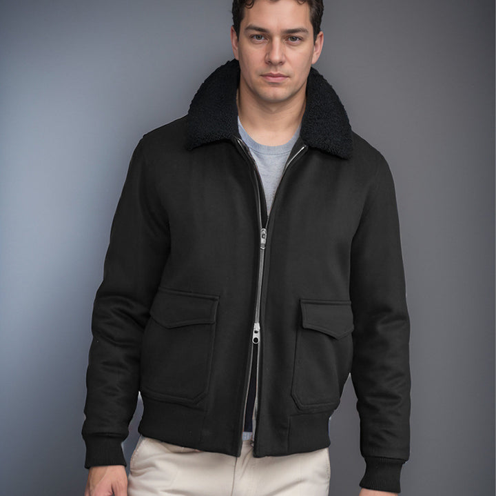 Men's warm fleece jacket with stand-up collar and practical pockets Lisslune