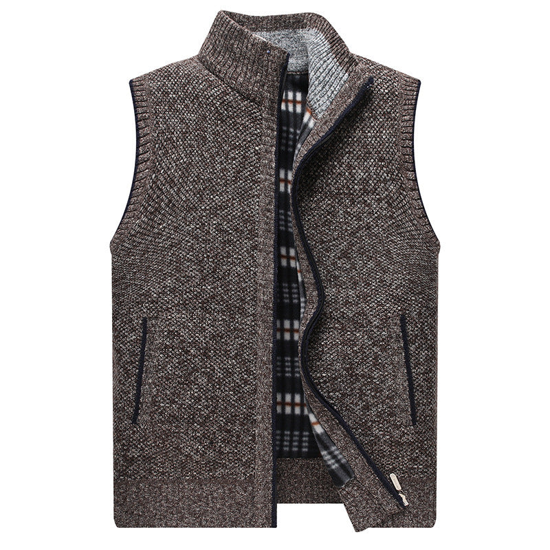 Men's cardigan with high collar and checked interior Lisslune