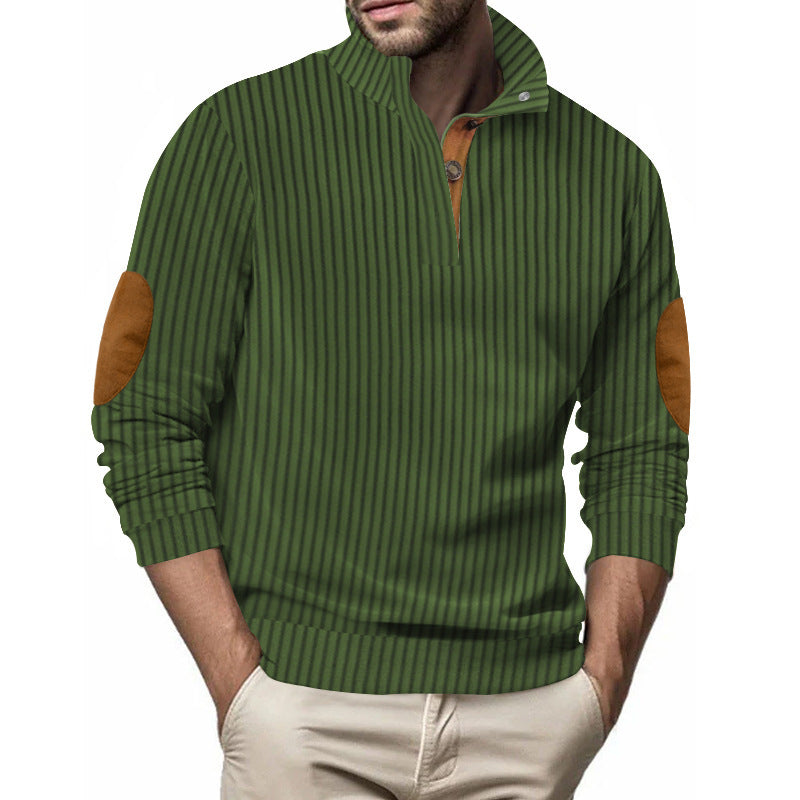 Men's quilted pullover with textured design and contrast patches Lisslune