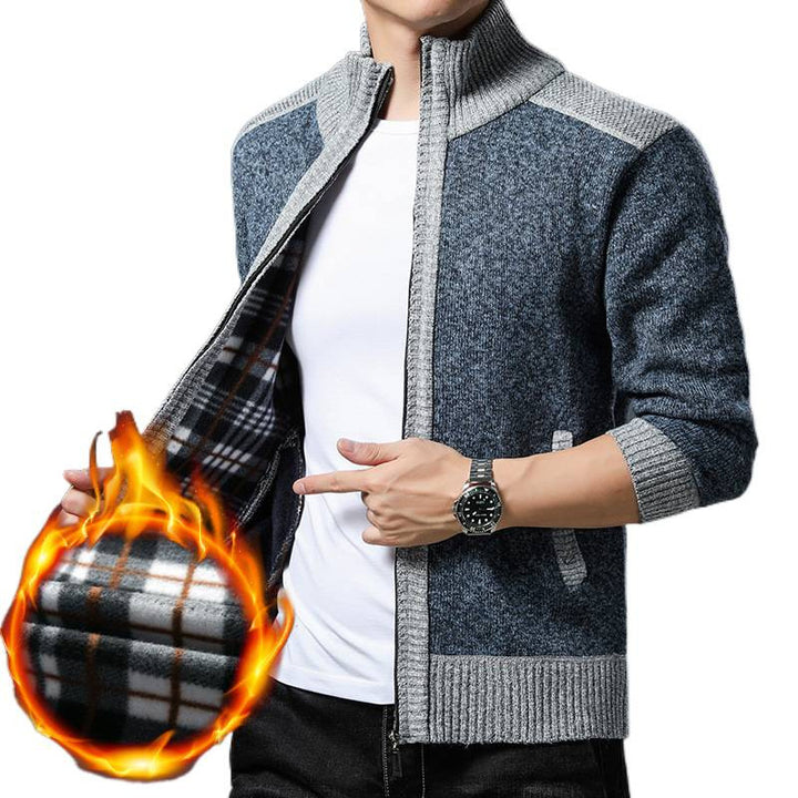Men's cardigan with high collar and practical pockets Lisslune