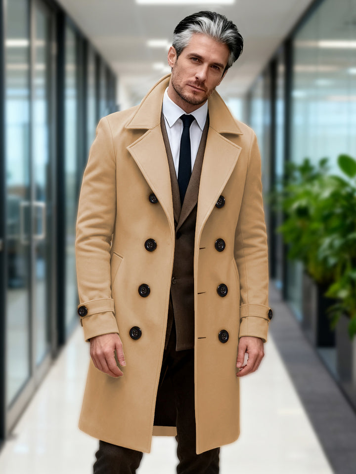 Men's Double-Breasted Wool Coat with Modern Cut Lisslune