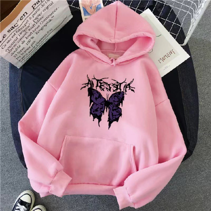 Women’s Hoodie with Artistic Butterfly Design Lisslune