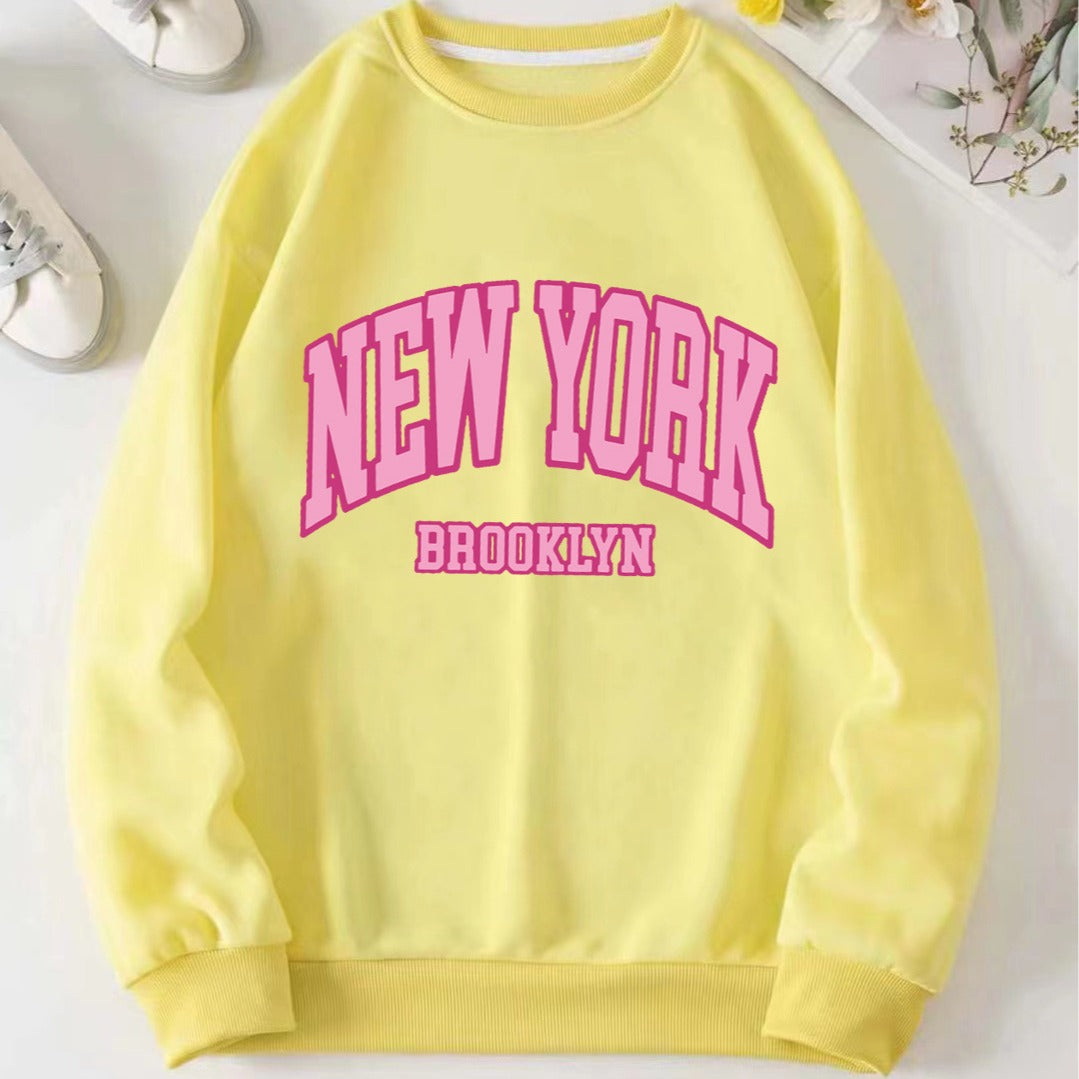 Women's casual sweater with striking NYC print Lisslune