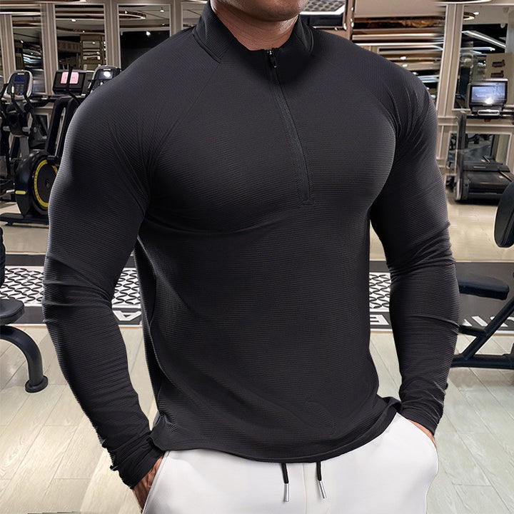 Men's Long Sleeve Functional Shirt with Half Zipper and Breathable Material Lisslune