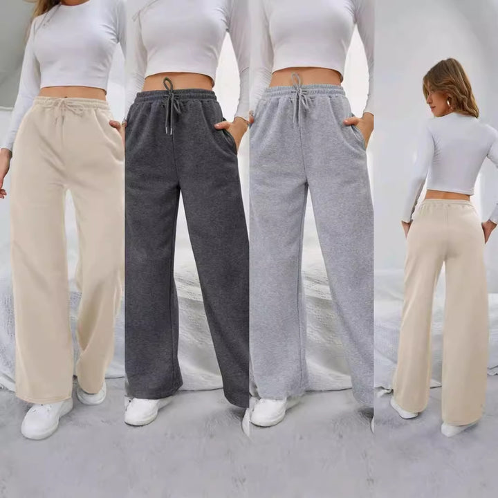 Women's wide leisure pants with elastic waistband Lisslune