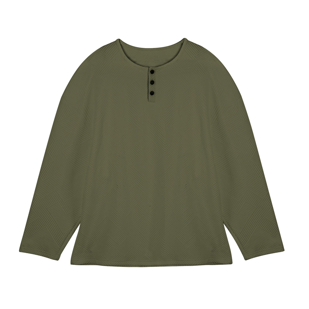 Men's long-sleeve shirt with button-down collar and textured pattern Lisslune