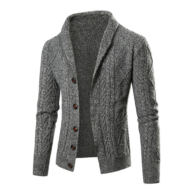 Men's cardigan with elegant cable pattern and button placket Lisslune