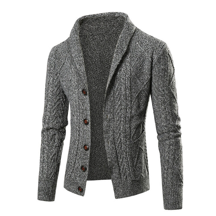 Men's cardigan with elegant cable pattern and button placket Lisslune