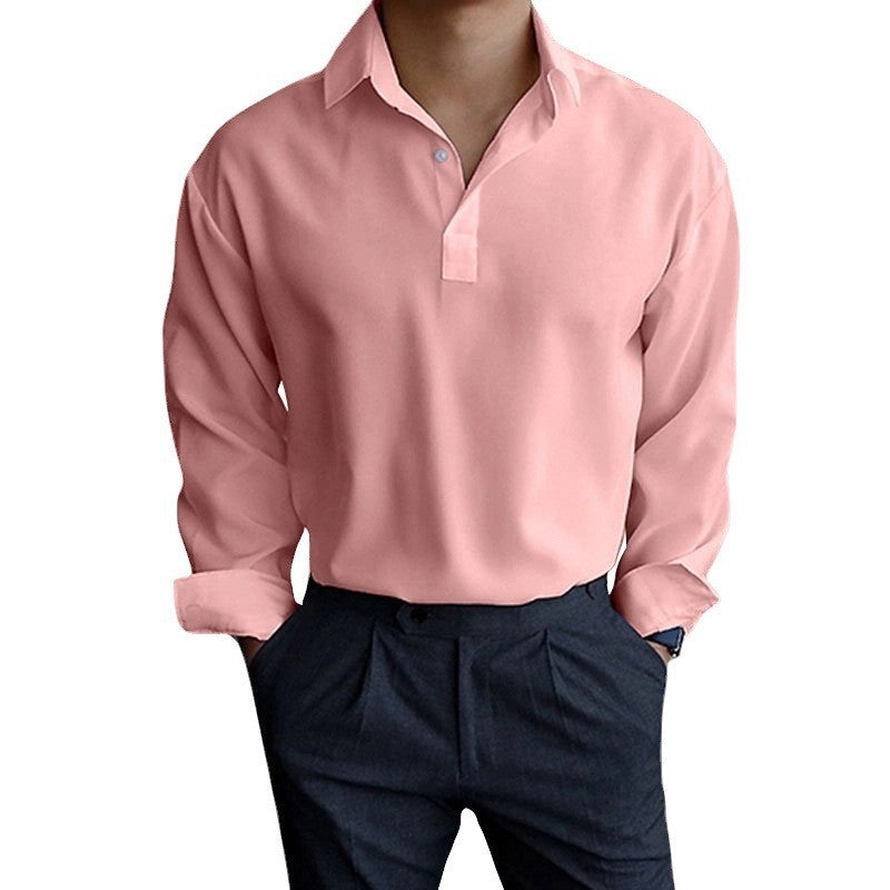 Men's long-sleeve shirt with modern polo collar and elegant fit Lisslune