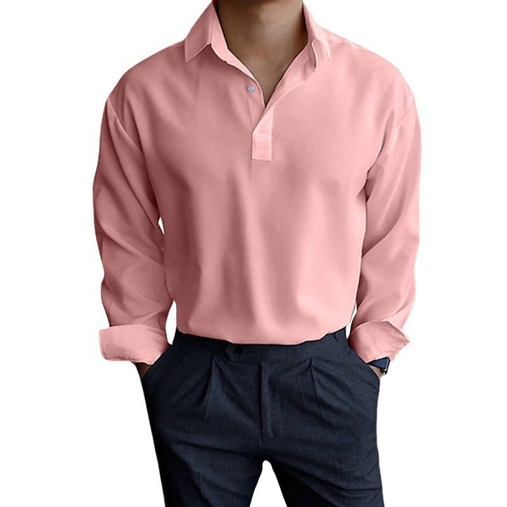 Men's long-sleeve shirt with modern polo collar and elegant fit Lisslune