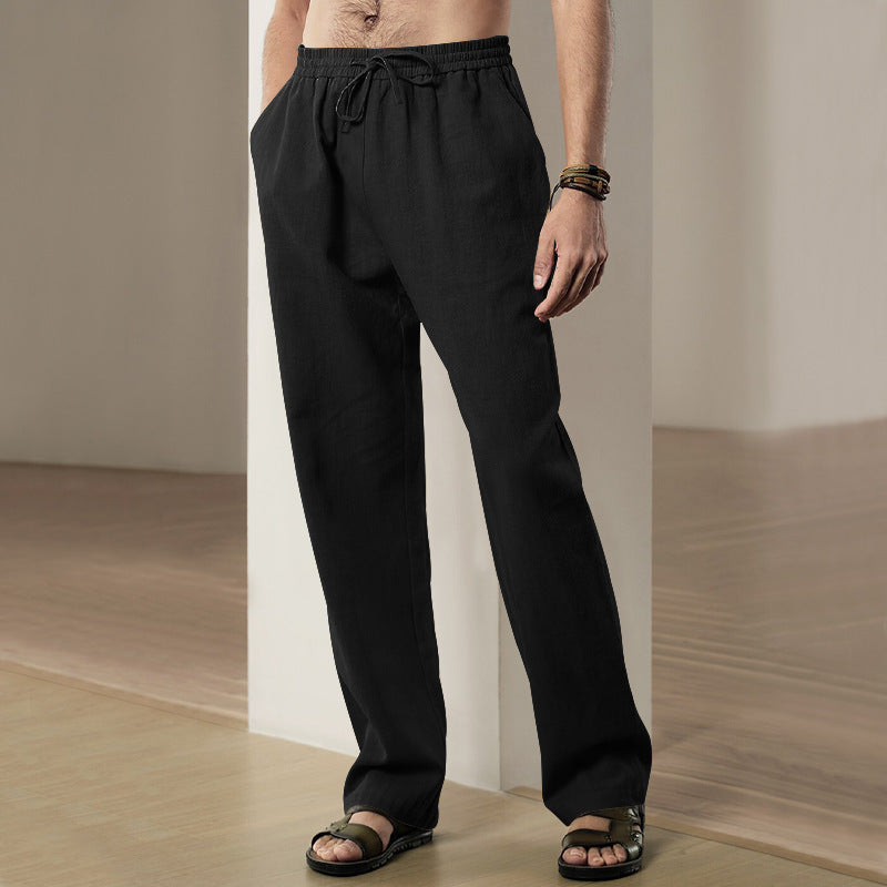 Mens Comfortable Summer Leisure Pants with Elastic Waistband Lisslune