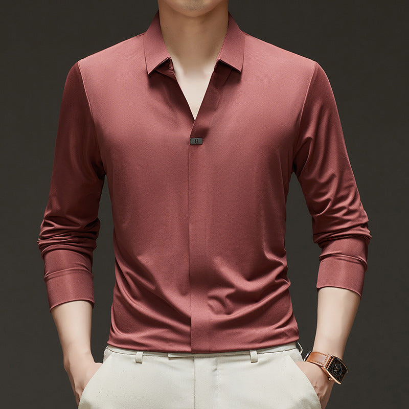 Men's Slim-Fit Long Sleeve Shirt made of high-quality functional fiber Lisslune