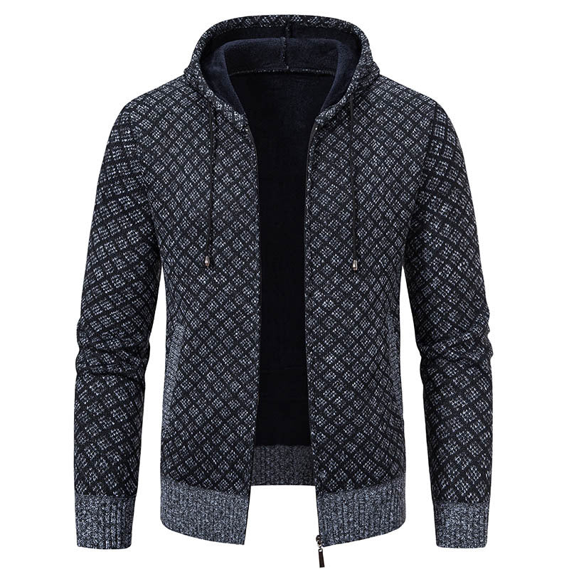 Men's Cozy Cardigan with Hood and Modern Design Lisslune