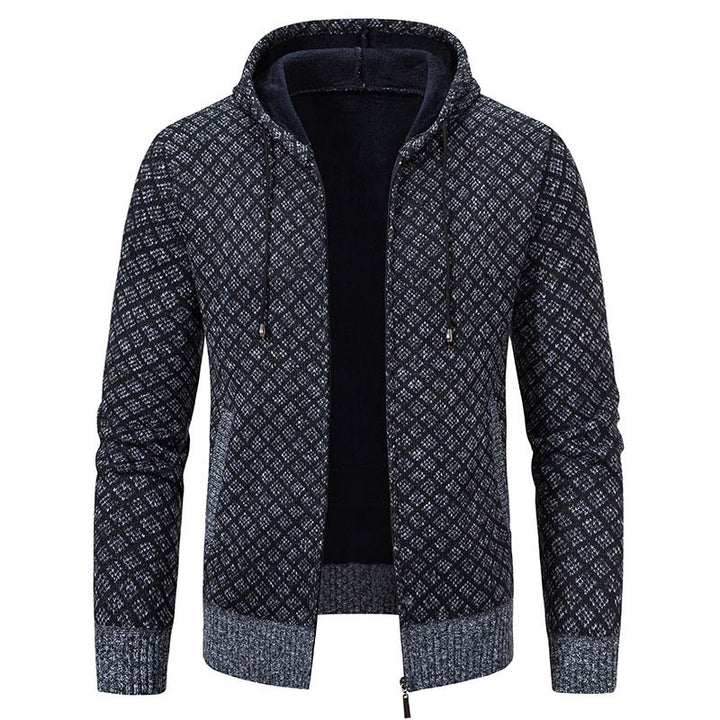 Men's Cozy Cardigan with Hood and Modern Design Lisslune